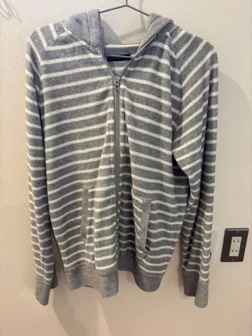 ESTNATION 그레이 스트라이프 풀 집업 후드티