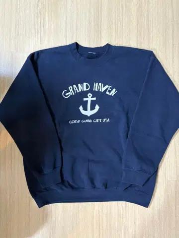 1990s coast guard 프린트 빈티지 스웨트 네이비