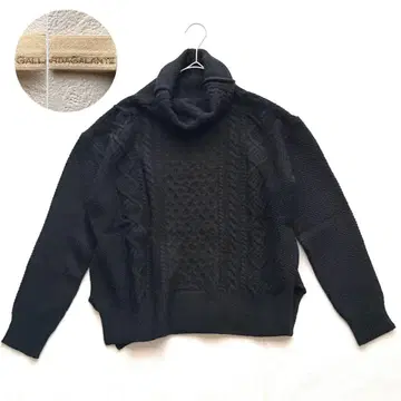 GALLARDAGALANTE 터틀넥 케이블 니트 블랙 울 혼방 F