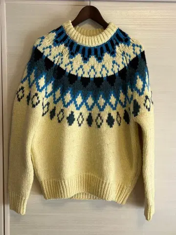 ZARA 노르딕 무늬 스웨터 M 아이보리/파랑