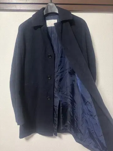 EDIFICE 캐시미어 혼방 체스터 코트 M 네이비 롱 코트