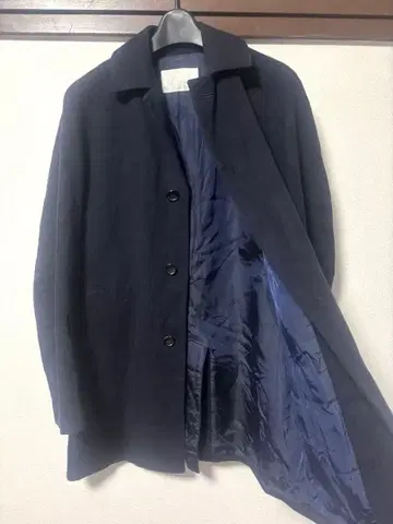 EDIFICE 캐시미어 혼방 체스터 코트 M 네이비 롱 코트