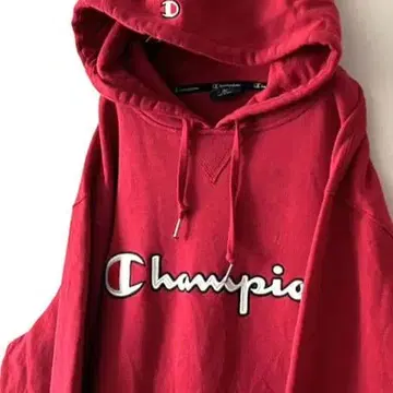 챔피온 로고 자수 맨투맨 후드티 XL 레드 빨간색 구제 의류 후디
