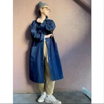 오카야마 데님 고급 코트 엘보 패치