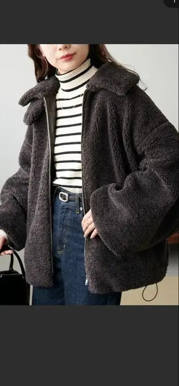 DISCOAT 디스코트 컬리 퍼 스탠드 블루종