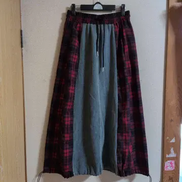 Rccat 플레어 스커트 빨간색과 그레이 체크 무늬 새상품, 미사용