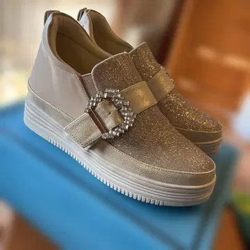 글리터 골드 통굽 스니커즈