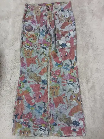 무차차 동물 프린트 데님 팬츠