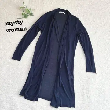 s.1536 [ 미스티우먼 ] 긴팔 롱 가디건 얇은 소재 네이비 F