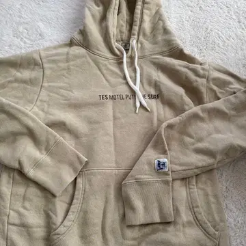 TES 베이지 프론트 프린트 후드티 S