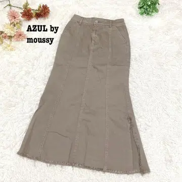 s.1514 [ 아줄바이마우지 ] 롱 플레어 데님 스커트 프린지