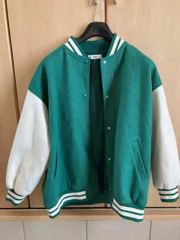 WEGO 바시티 자켓 그린/화이트 프리 사이즈