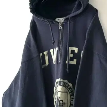 챔피온 UWEC 하프 지퍼 후드티 XL 네이비 네이비 컬러 구제 의류