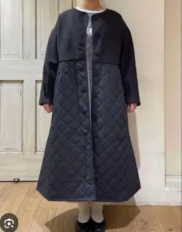 사만사 모스모스 퀼트 배색 코트