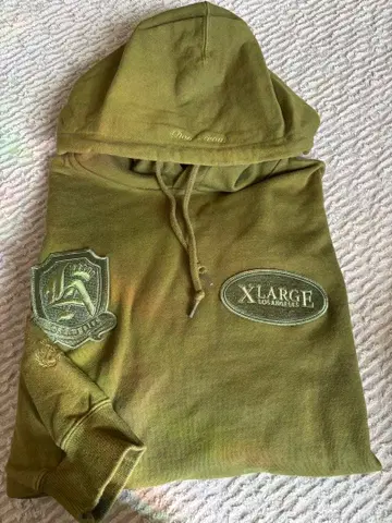 새상품급 XLARGE 카키 후드 부착 후드티 M