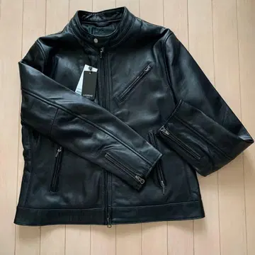 [ 미사용 ] LIUGOO 블랙 가죽 라이더 자켓