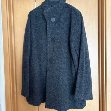 요건 레일 알파카 혼방 다크 그레이 숏코트