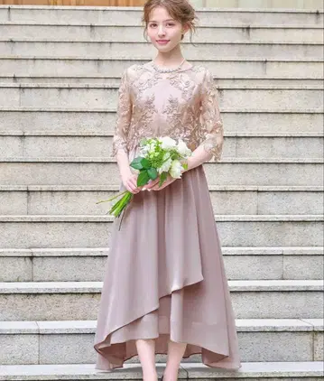 GIRL 레이스 절개 시어 플레어 롱 원피스