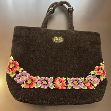 FEILER 꽃무늬 자수 토트백 블랙