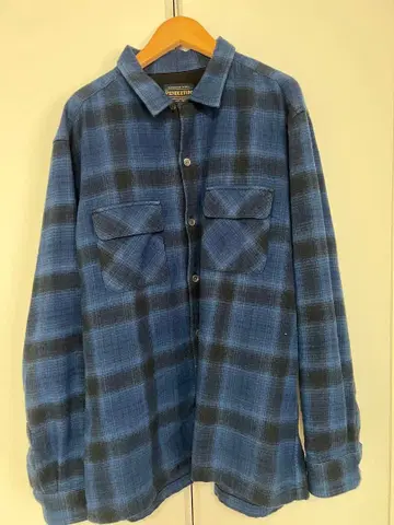 PENDLETON 파랑 블랙 체크 플란넬 셔츠 L