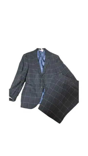 네이비 컬러 체크 무늬 캐주얼 수트