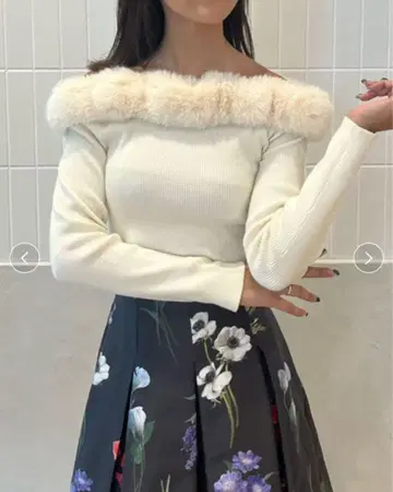 [eimyistoire] 2WAY 퍼 트리밍 오프숄더 니트탑