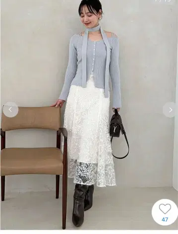 [ 새상품 ] 패브릭 이레헴 플레어 스커트 snidel