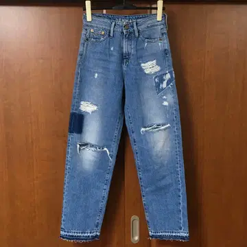 새상품급 덴함 ALEX 데미지 가공 와이드 데님 22 여성용 청바지