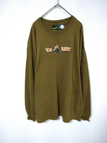 시퀀스바이비원 서울 롱티 긴팔 티셔츠 남성용 M 카키색 자수