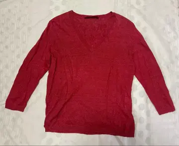 마드모아젤 논논 V넥 긴팔 린넨 스웨터