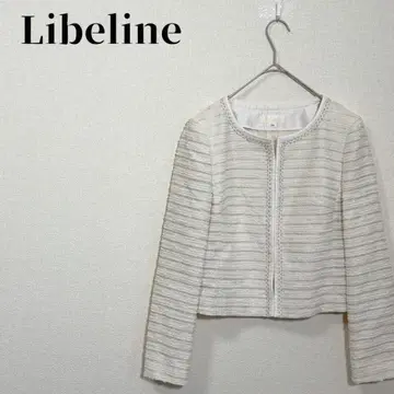 Libeline 사이즈 11AR(L) 트위드 노카라 자켓 라메 믹스