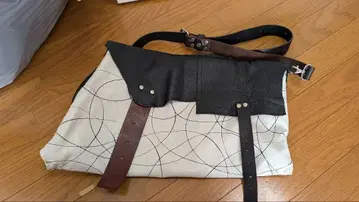 기하학 패턴 숄더백 캔버스