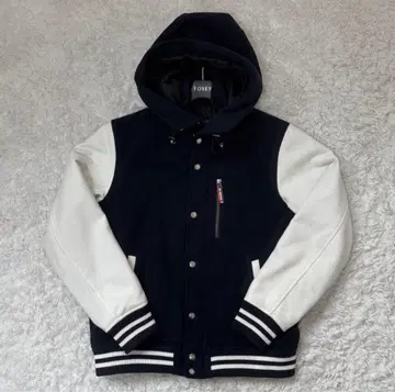 BEAMS 후드 부착 바시티 자켓 네이비/화이트