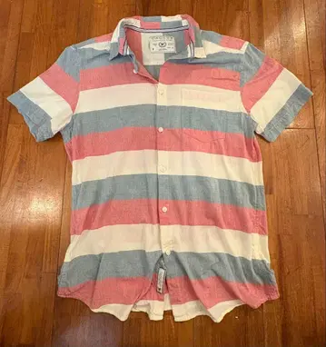 스트라이프 반팔 셔츠 빨간색 파랑 화이트