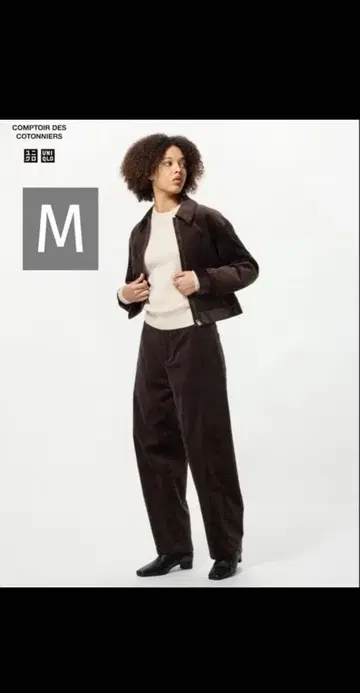 [ 새상품 ] UNIQLO 코듀로이 커브 팬츠 다크 브라운 M 남녀 공용
