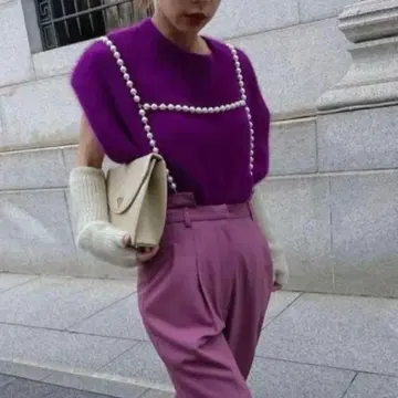 AMERI 니트 베스트 퍼플