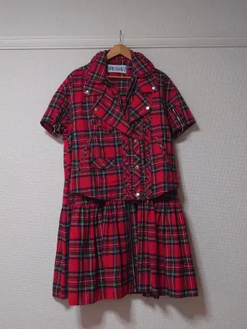 HEIHEI 라이더 원피스 빨간색 체크