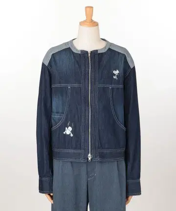 스누피 자수 데님 자켓