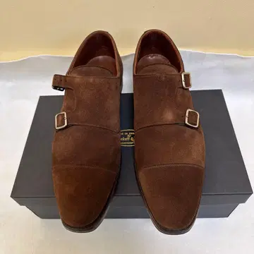 crockett&jones 브라운 스웨이드 더블 몽크 신발 REPTON