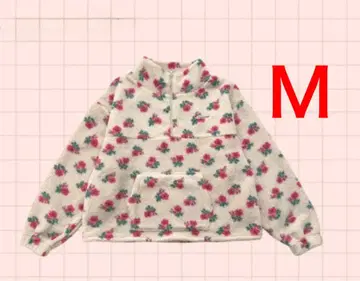 시마무라 ayano 콜라보 꽃무늬 보아 하프 지퍼 M