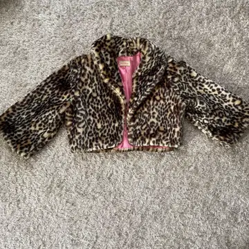 레오파드 무늬 퍼 가디건 볼레로 숏코트 표범 무늬 갸루