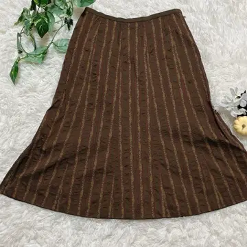 PINORE 고급 자카드 롱 스커트 38 브라운 계열