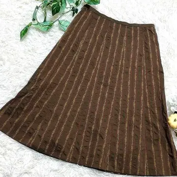 PINORE 고급 자카드 롱 스커트 38 브라운 계열