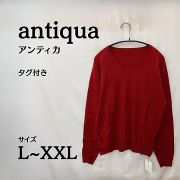 택 포함 새상품 antiqua 빨간색 V넥 니트 스웨터 L~XXL