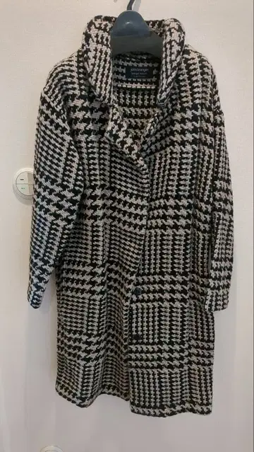 john branigan 하운드 투스 패턴 롱 코트