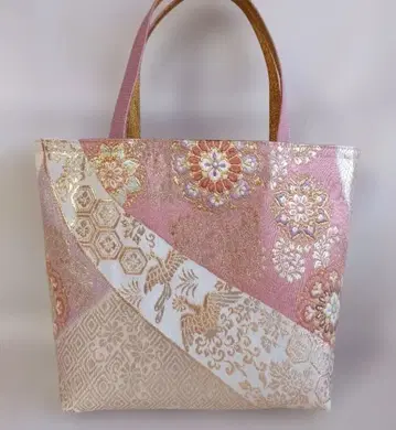 순수 실크 중고 후쿠로 오비 리메이크 토트 백