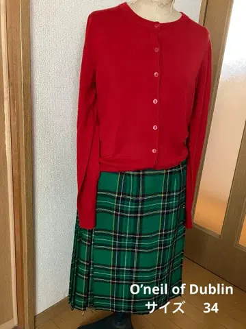 스테디셀러 O'Neil of Dublin 타탄 체크 플리츠 스커트 34