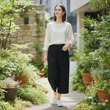 앙테르리네르 와이드 팬츠/큐롯 블랙