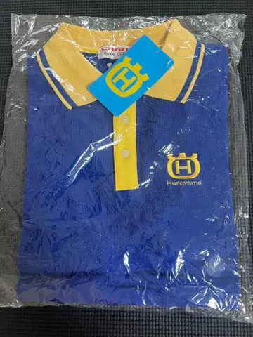 Husqvarna 피케 셔츠 M 사이즈 파랑/노랑