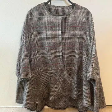 새상품급 플라네 플란넬 체크 무늬 판초